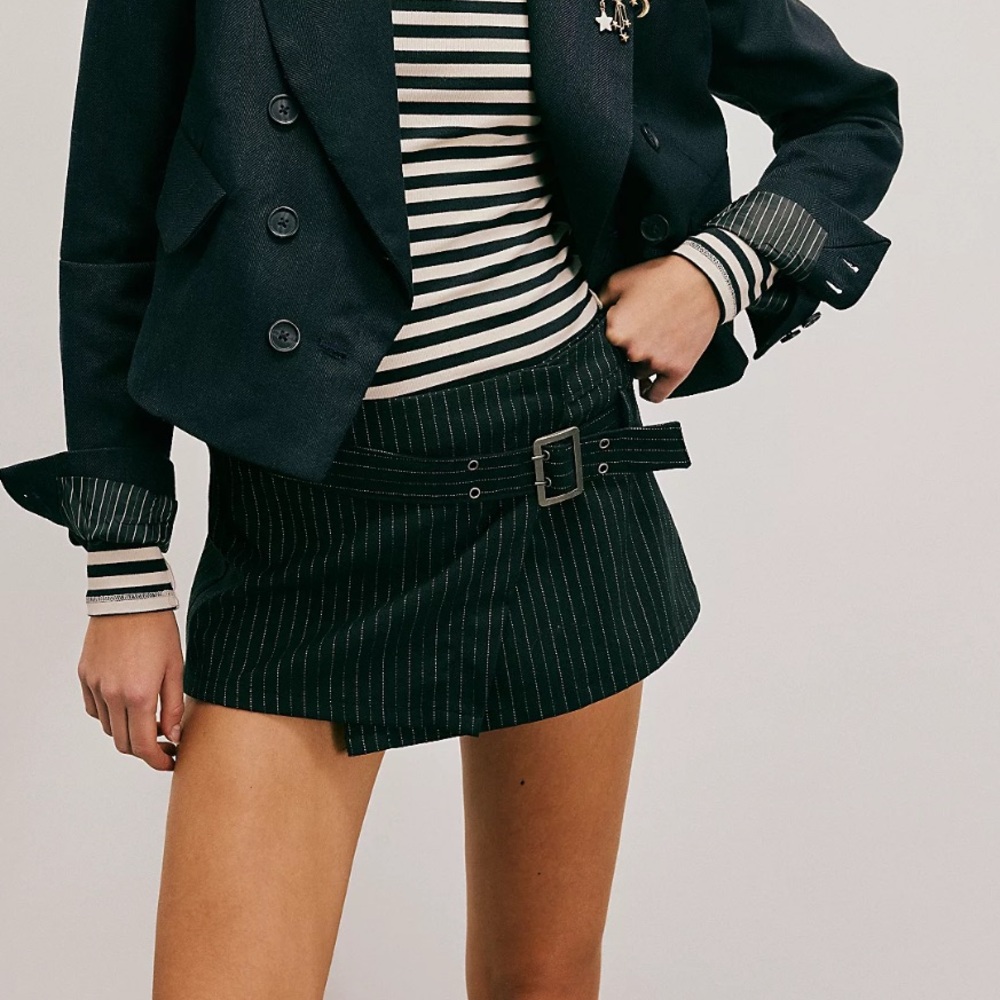 Free People Black Pinstripe Skort